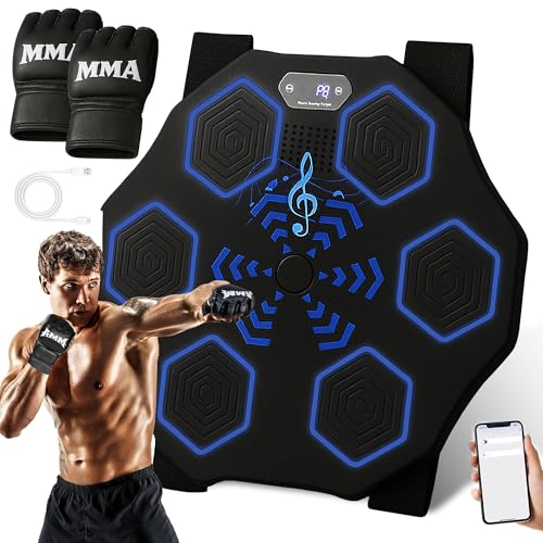 Replentless Punching Music Boxing Machine for Adults - Wall Music Punching Machine Adult w/Bluetooth, 9 Speed Level, Light up Boxing Target, Gloves - Music Boxing Machine Workout Pad for Home