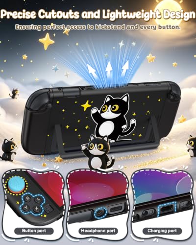 Image of Switch 2 Cute Case,FYOUNG Dockable Cute Cat Hard Shell Cover for Nintendo 2 | Full Protection Accessories for Nintendo Switch 2 with Tempered Glass, PC Hard Case Anti-scratch Shockproof