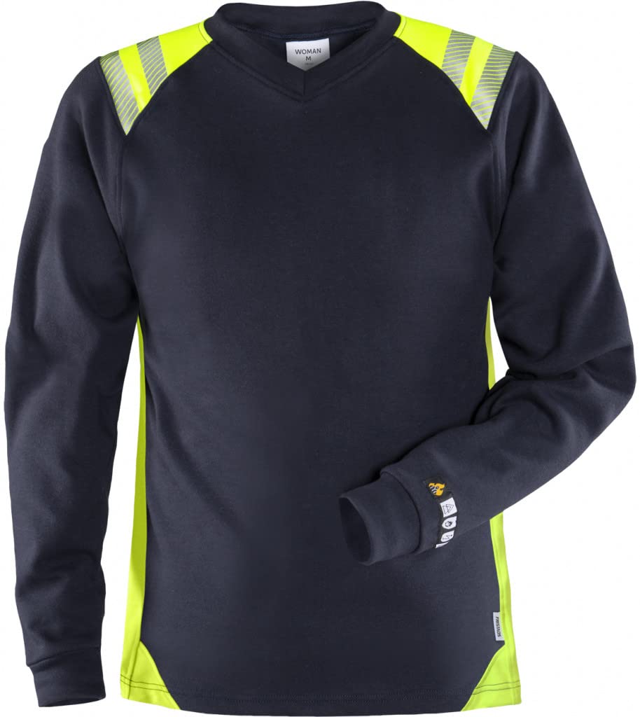 Fristads Workwear 131148 Camiseta TFL para mujer, Azul marino - Amarillo de alta visibilidad, XXXL