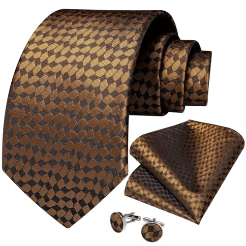 Conjunto de corbatas para hombre a cuadros con pañoleta y gemelos