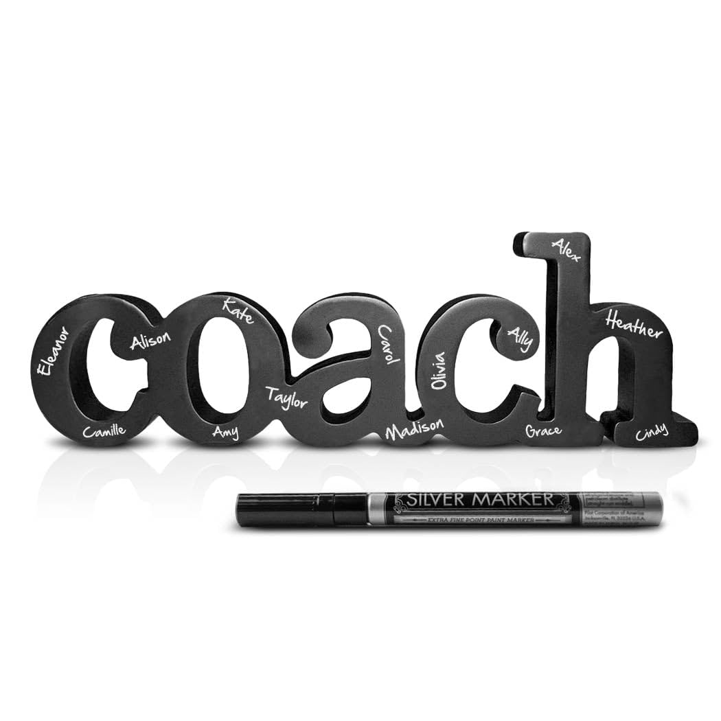 ChalkTalkSPORTS Coach Wood Word with Silver Pen - Handcrafted Autograph Sign & Coach Gift - Ready to Sign