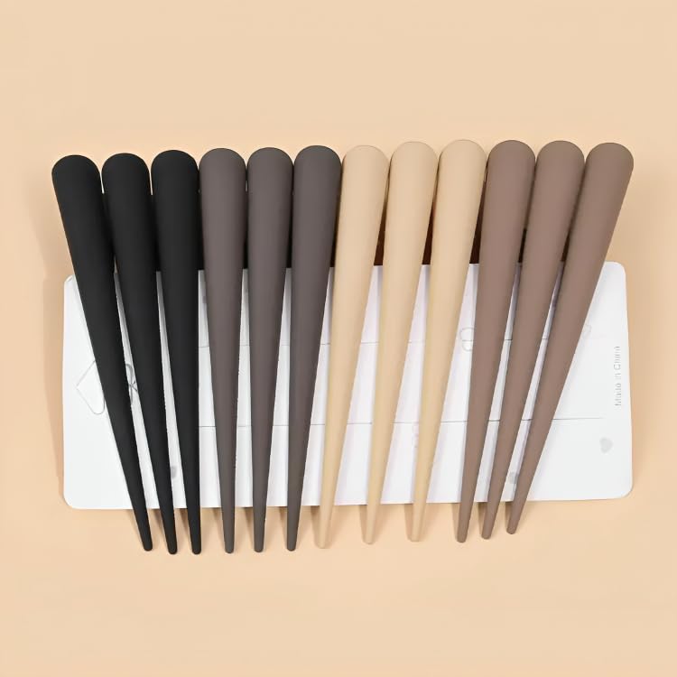 Diversa Matte Duck Teeth Hair Claws Durable Non-Slip Alligator Clip Big Matte Hair Claw For Women Styling Salon | Juda Hair Cone | (Dark Colour (12 PCS)