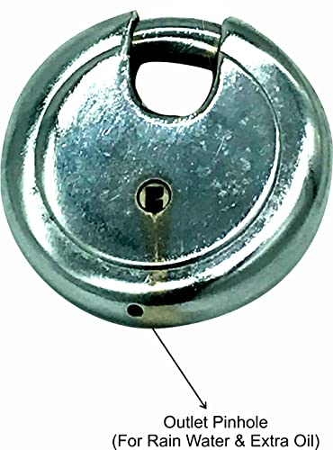 Image of Smart Shophar Steel Zip Action Medium Disc Shutter Lock 65 MM Silver, Pack of 1 with Keys /Multipurpose Hardened Shackle Padlock for Door, Gate, Shutter and Home /Drill Resistant Body