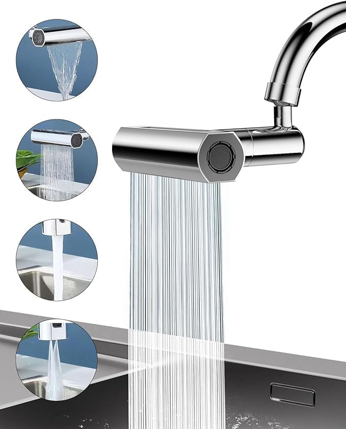 New 4-in-1 360° Rainfall Kitchen Sink Faucet with Waterfall Feature and Faucet Extender - Swivel Faucet for Washing Vegetables and Fruits | Lightweight, Rain Mode, Strong Sprayer Shower (B0DCNM2DT5) Amazon Price History, Amazon Price Tracker