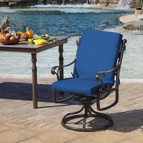 Image of Arden 4-Pack Outdoor Patio Dining Chair Cushion, 20 x 44, Rain-Proof Seat Pad, Fade-Resistant Outdoor Cushion Cobalt Blue Texture