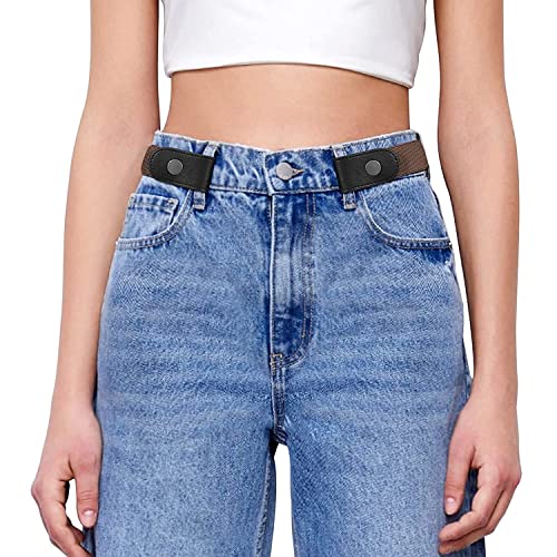 Image of Toxen Invisible Buckle-less Jeans Belt with Ring Adjustable Buckle Free Waist Belt Elastic Belt for Jeans Pants Skirts Women or Men