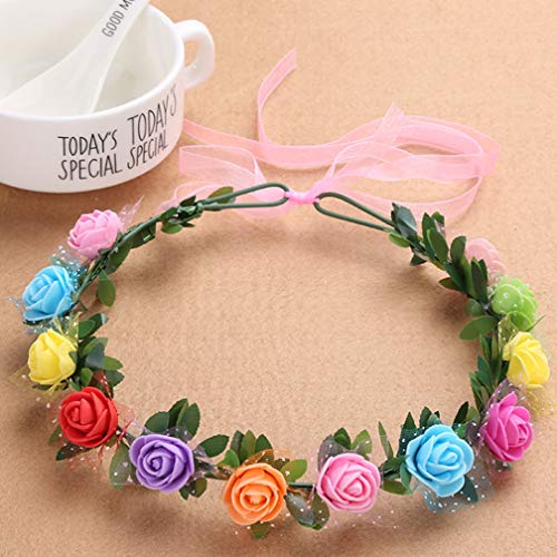 My-Prettygs Layered Tulle Ballet Rainbow Tutu Skirt With Flower Crown Wreath Headband #TOP2