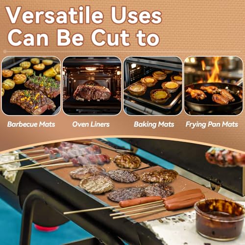 Outdoor Grill Mats - Set of 5 Non-Stick Teflon Grilling Mats for Gas and Charcoal Grills