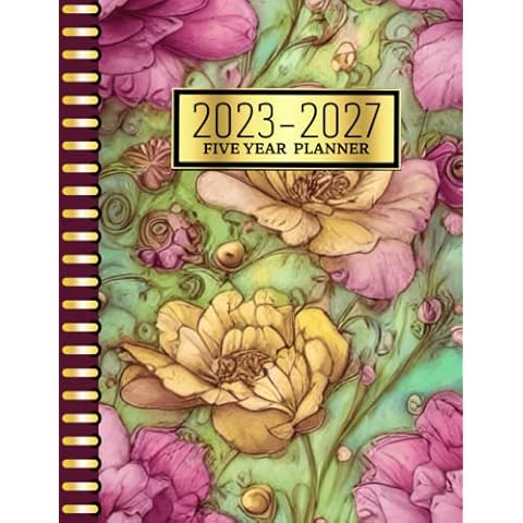 5 Year Monthly Planner 2023-2027 Vintage Flowers: Five Year Monthly Planner From January 2023 To December 2027 - 60 Months Calendar Agenda Schedule ... / January 2023-December 2027" Cover