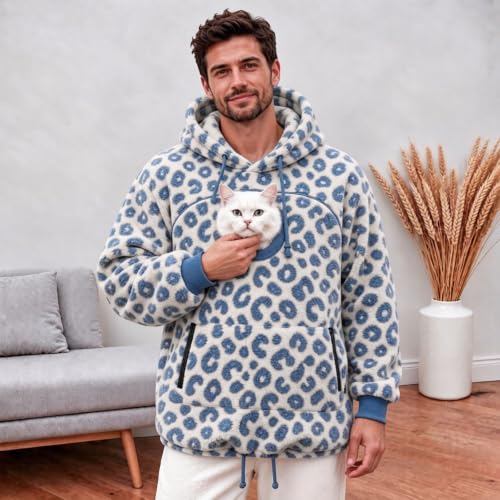 Pet Pouch Hoodie Leopard Print Cat Carrier Hoodies Sherpa Fleece Sweatshirt - image 6