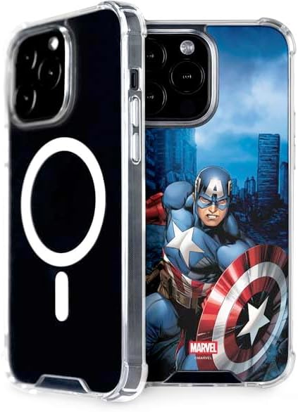 Skinit Phone Case Compatible with MagSafe iPhone 14 Pro Max - Officially Licensed Marvel Captain America Shield Design