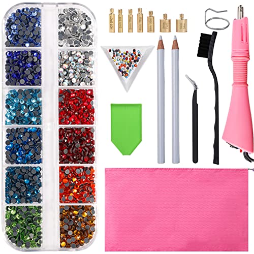 VARWNEO Hotfix Applicator, Hotfix Rhinestones Setter, Hot Fixed Bedazzler Kit,SS16, 2400Pcs Rhinestones, with 7 Sizes Tips, Tweezers, Tray, Gems Picker Tool, Brush, Bag (21-25) VARWNEO Hotfix Applicator, Hotfix Rhinestones Setter, Hot Fixed Bedazzler Kit,SS16, 2400Pcs Rhinestones, with 7 Sizes Tips, Tweezers, Tray, Gems Picker Tool, Brush, Bag (21-25)