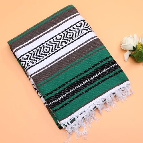 Manta gruesa mexicana verde para sofá y decoración de salas 8
