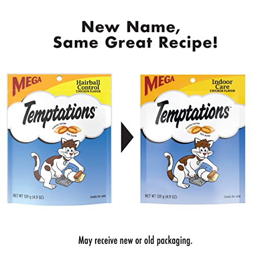 Temptations Indoor Care Crunchy And Soft Cat Treats, Chicken Flavor, 4.9 Oz. Pouch (Pack Of 10) #TOP3