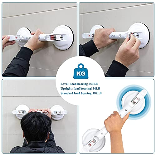 HEINSY 17inch Suction Shower Grab Bar, Portable Shower Handle Bar Suction Grip Bar Bathtub Handle with Strong Hold Suction Cup Fitting and Rapid Release for Bathroom(Max Capacity :253lb)
