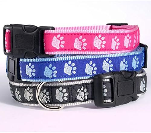 Guardian Gear Two Tone Pawprint Matching Dog Collar & Leash Sets Stylish Paw Print Reinforced(Large Pink Combo - Collar & Lead)