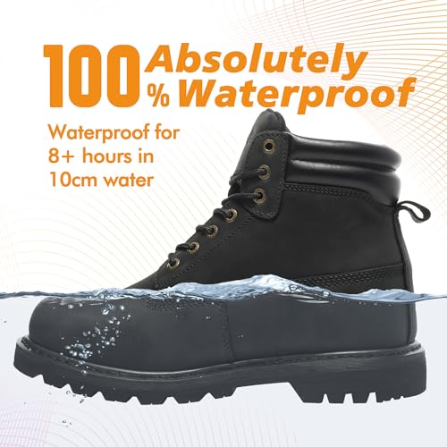 Image of Work Boots for Men Waterproof Soft Toe Non Slip Comfortable Leather Workboots