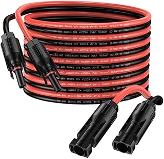 Proster 5m/16ft 12AWG 4mm² Solar Panel Extension Cable with IP68 Waterproof with Female and Male Connectors (5m Red + 5m Black)