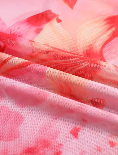 Image of ZAFUL Womens 3pcs Bikini Swimsuits Bandeau 3 Piece Swimwear High Cut Bikini Sets with Long Sheer Coverup Dress
