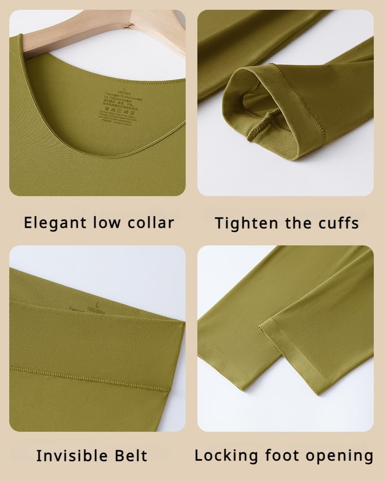 DOPI Thermal Underwear Tops Soft Skin-friendly Underwear Seamless Bottoming Shirt Tops Women's Intimates Women Autumn Clothes (Gray,Large)