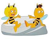 alles-meine.de GmbH XL - Türschild / Wandbild / Wandtattoo - die Biene Maja und Willi - aus Holz - selbstklebend - Kinderzimmer Deko Bilder / Aufkleber Wandsticker Wanddeko