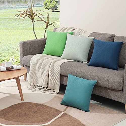 Wemeon Outdoor Waterproof Pillow Covers18X18In Set Of 4, Solid Color Pillows Decorative Square Patio Furniture Pillows For Couch Patio Balcony Tent Garden(Orange/Teal) (18“X18”, Blue) #TOP2