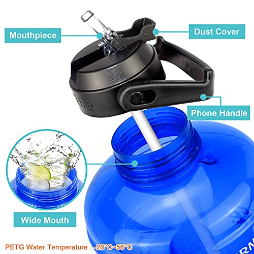 Image of QuiFit 1 Gallon Water Bottle - with Straw & Motivational Time Marker Leak-Proof BPA Free Reusable Gym Sports Outdoor Large(128OZ /73OZ) Capacity Water Jug