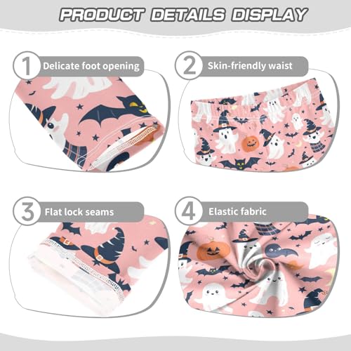 Girls Leggings Halloween Cute Ghosts Bats Pumpkin Soft Toddler Leggings for Girls Kids Pants Size 4T-10T3