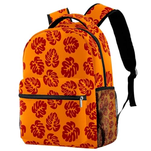 Sac à dos d'école feuilles de surf orange pour le collège et sorties
