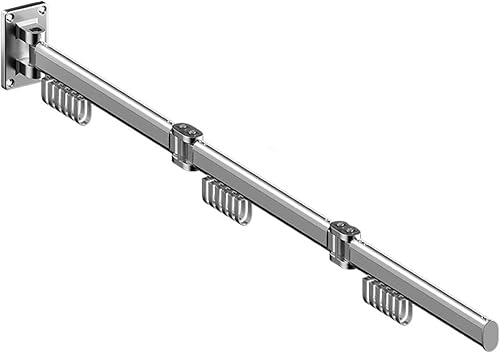 Miniatura 9 de YSUEFIJO Perchero de ropa montado en la pared, estante retráctil para secar ropa, estante plegable para colgar ropa, estante para ropa que ahorra