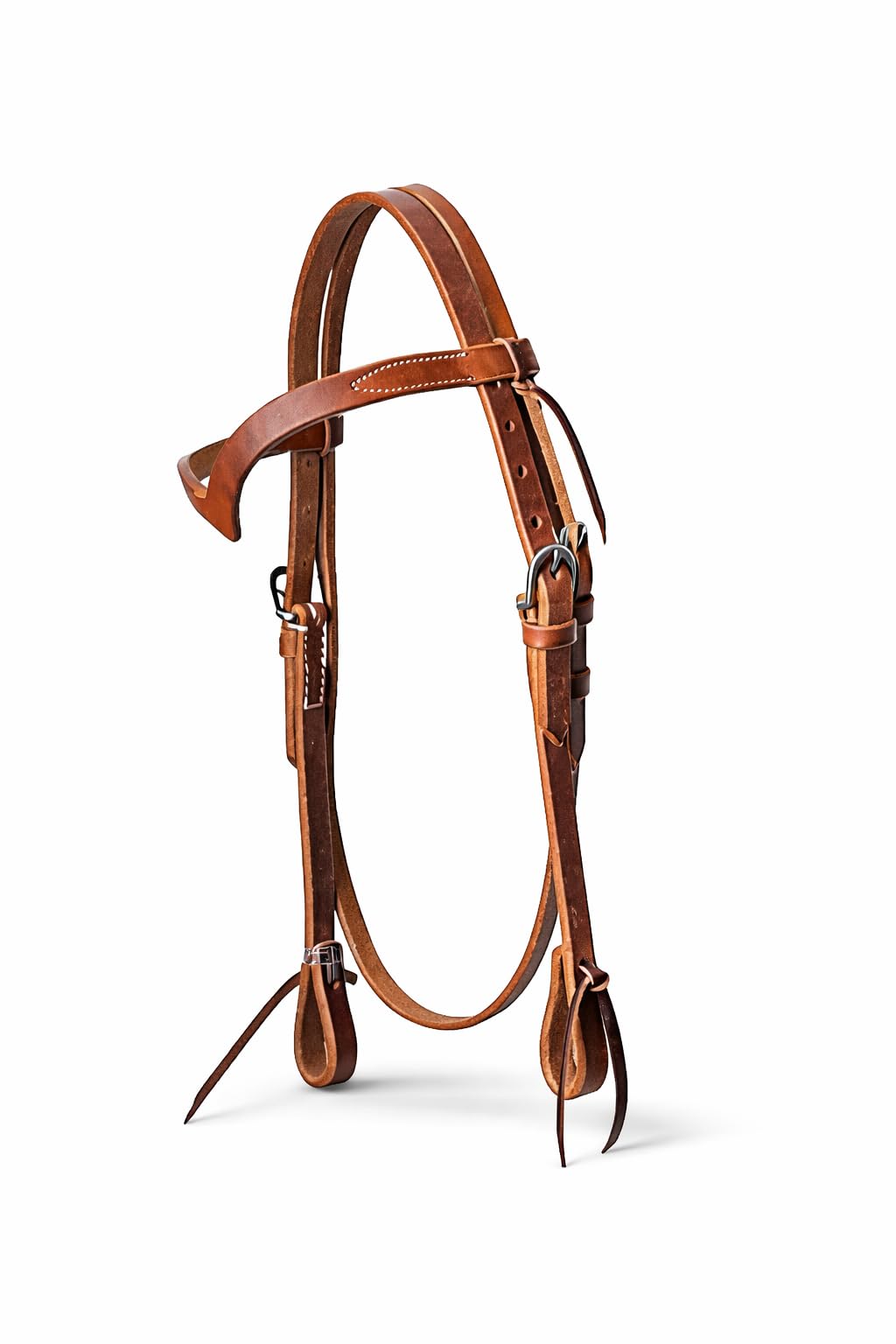 Pony Westerntrense aus Harness-Leder mit V-Stirnband, verstellbar 69–89 cm, weiches Leder Kopfstück, Trense Pony Western Reitsport