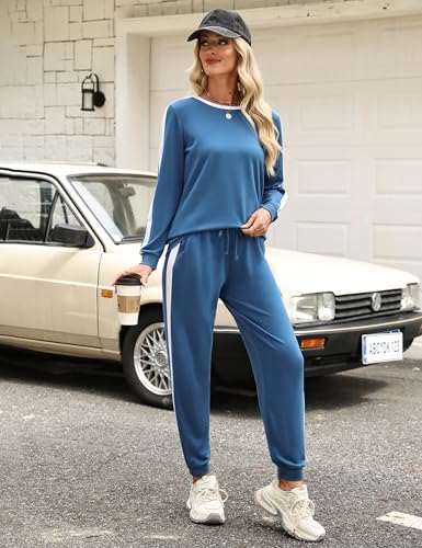Image of Marvmys Women Long Sleeve Tracksuits Fashion 2 Piece Lounge Set Travel Outfits Jogger Set