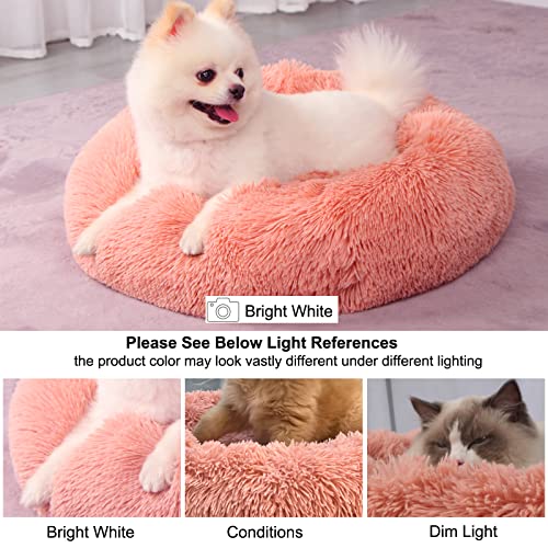 Pink Dog Beds for Small Dogs with Blanket Attached,Small Pet Bed Washable Calming Faux Fur Burrow Doggie Beds for… - Image 6