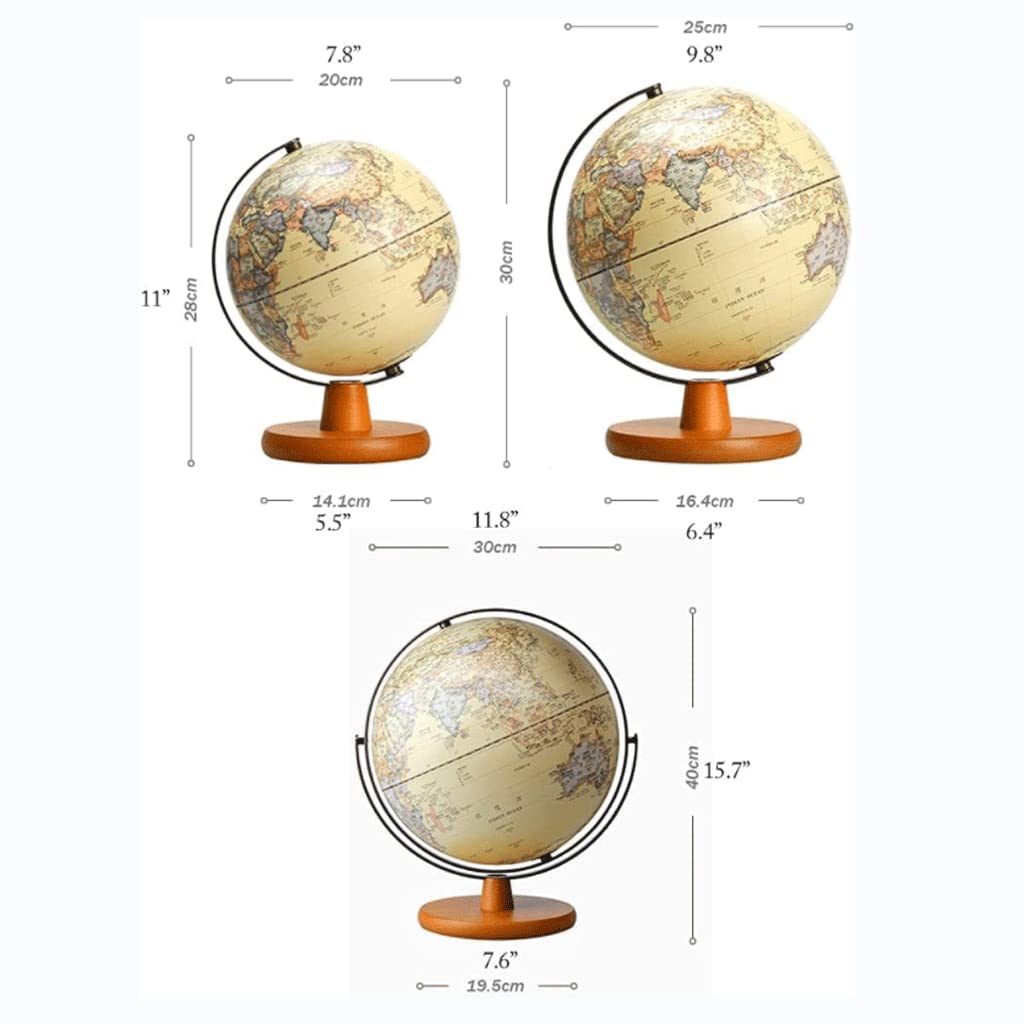 Globo terráqueo Vintage con Marco de Madera, luz LED clásica de Alta Gama (Globo terráqueo de 30 cm)