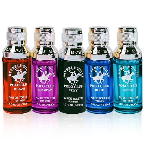 Beverly Hills Polo Club 5 Piece Mini Gift Set Exclusive for Men, EDT Eau De Toilette 5 Mini 0.5oz Bottles