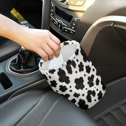 Image of Cow Car Trash Can - Cute, Portable,Collapsible Back Seat, Front Console, Floor, or Hanging Headrest Waste Basket Car Garbage Bag