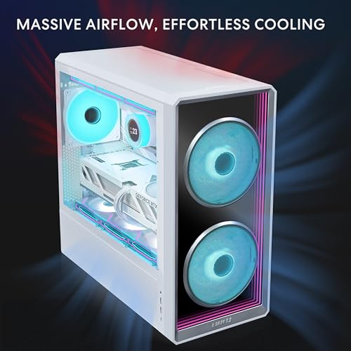 Image of Lian Li LANCOOL 217 INF Infinity Mirror Computer Case, Mid-Tower ATX PC Case w / 3 Pre-Installed Fans, 2x170mm ARGB Fans, 1x140mm, Front Mirror Glass Panel, Optimized Airflow - White (LANCOOL 217INFW)