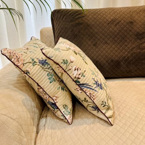 Image of Jaipur Weaves Cushion Cover 16 Inch X 16 Inch - Set of 2, Pure Cotton,180 TC, Bird Themed, Decorative Soft Floral Cushions for Sofa /Bed /Chair, Gift for Home Decor (Garden Cream, 2)
