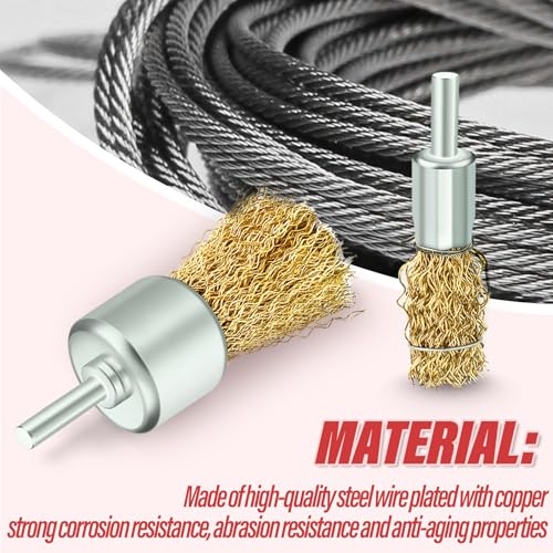 Image of 12Piece Abrasive Brass-Coated Wire Wheel Brush Set, Wire Wheel for 1 /4 inch Drill Shank for Descaling, Deburr, Sanding, Polishing