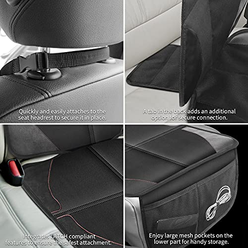 Luilanc Car Seat Protector With Thickest Padding,Waterproof 600D With Storage Pockets,Non-Slip Pets Fabric Child Baby Cover Leather Reinforced Vehicle Seat 1 Pack (Black) #TOP5