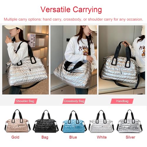 Fashion Casual Women’s Shoulder Bag – Large Capacity & Waterproof Lightweight Quilted Puffer Tote Bag for Women (Blue)3