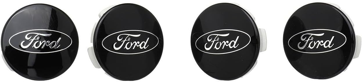 Set of Four 2 1/8" Black and Chrome Center Wheel Cap Kit, for Current and Late Model Ford Passenger Cars - Does not fit Ford Truck or SUV Wheels