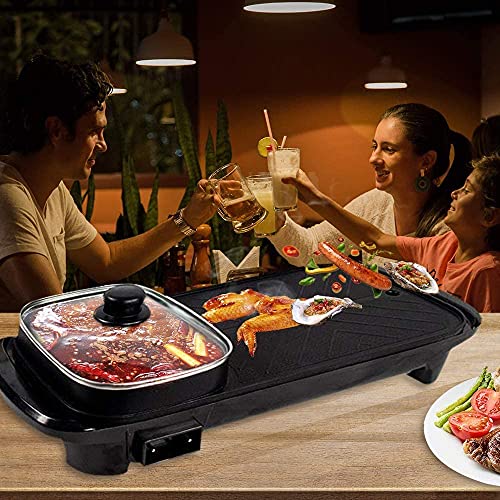 UONE-Electric-Hot-Pot-Grill-SmokelessMultifunctional-BBQ-hot-PotSmokefree-Multifunctional-Barbecue-Hot-Pot-Electric-Grill2-in-1-Portable-Grill-Pan-and-Shabu-Shabu-Hot-Pot-UK-PLUG-B