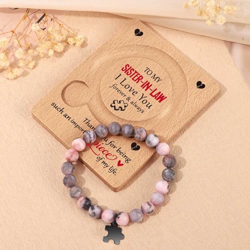 WZHENAINI Sister in Law Gifts, Sister Mothers Day Birthday Gift for Her, Unique Sisters Bracelets Mother's Day Wedding Annivesary White Elephant Gifts for Women Stocking Stuffers — view 3