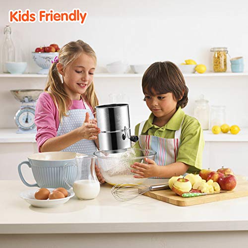 Flour Sifter 8 Cup Stainless Steel Rotary Hand Crank with 16 Fine Mesh Screen Baking Sifter - Thumbnail 5