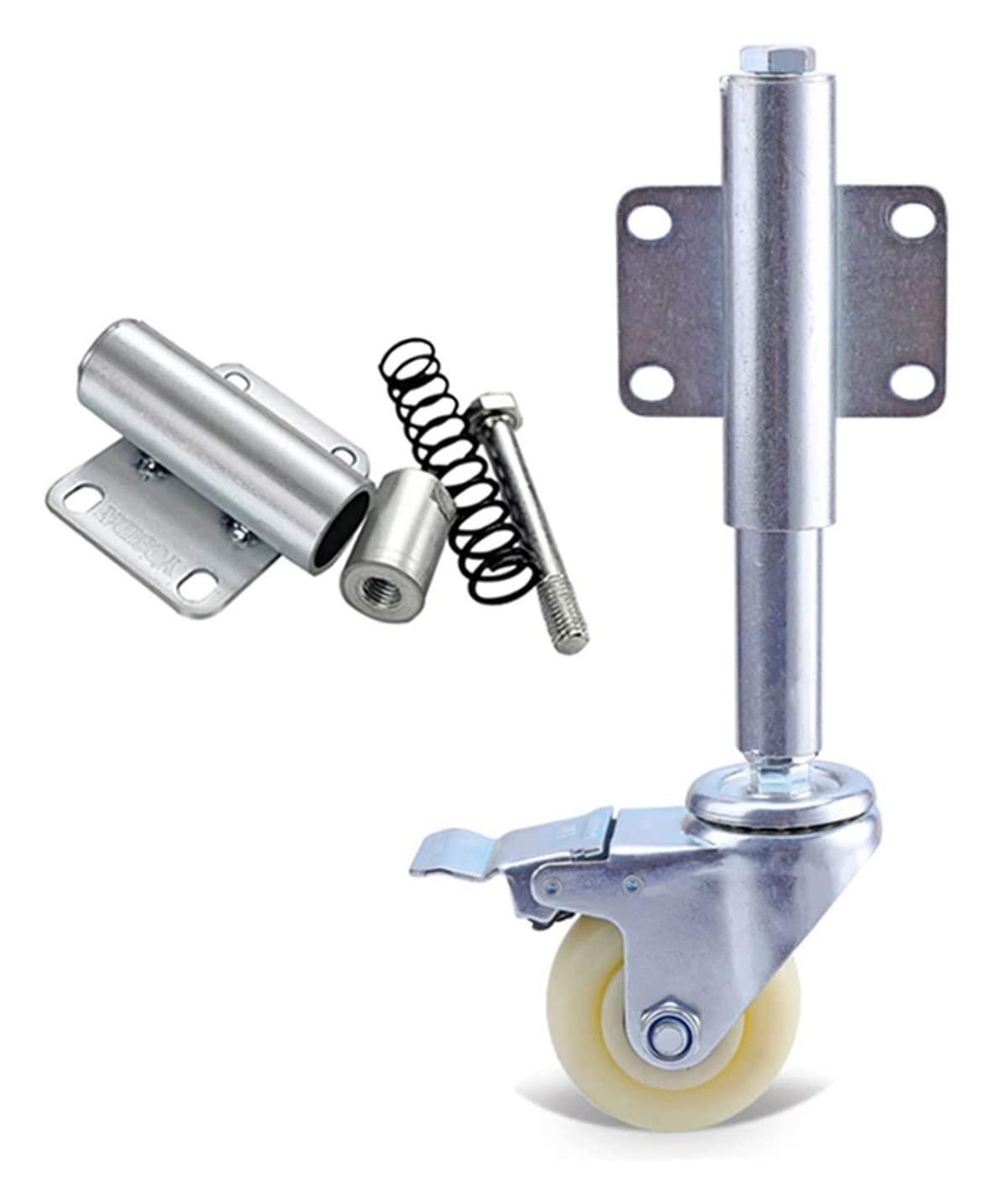 Ruote con rotelle Ruote con piastra girevole Ruote girevoli con freni, ruote industriali, ruote con doppi cuscinetti, nessun rumore/antiusura/per tutti i terreni, carico 100 kg/220 libbre ruote)