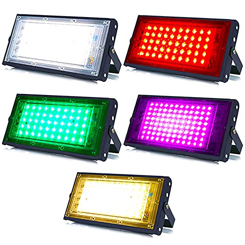 Image of MLD BL2459 20w Led Flood Lights IP66 Waterproof Indoor Outdoor Led Brick Focus Street Light Multi Color Combo Set | Pink, Yellow, White, Red, Green | Pack of 5