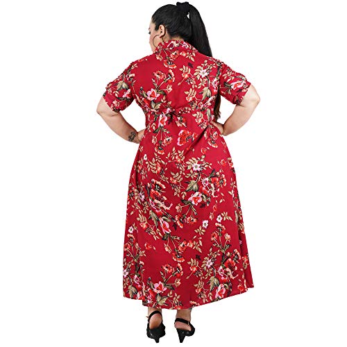 Image of Indietoga Women's Floral Printed Crepe Fit and Flare Maxi Dress (2XL to 10XL)