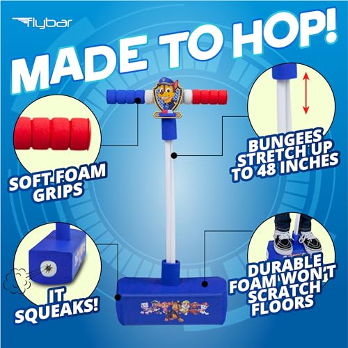 Image of Flybar My First Foam Pogo Jumper for Kids Fun and Safe Pogo Stick for Toddlers, Durable Foam and Bungee Jumper for Ages 3 and up, Supports up to 250lbs (Paw Patrol Chase)