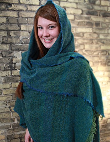 Wrap, Ruana Wraps for Women, Wool Shawl, Irish Gifts for Her, Biddy Murphy, Made in Ireland, 85% Lambswool, 54" X 72", Soft, Lightweight, Warm, Teal Check